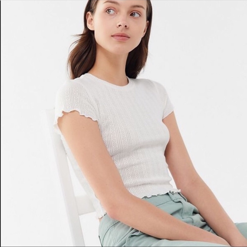 UO Pointelle Lettuce-Edge Baby Tee